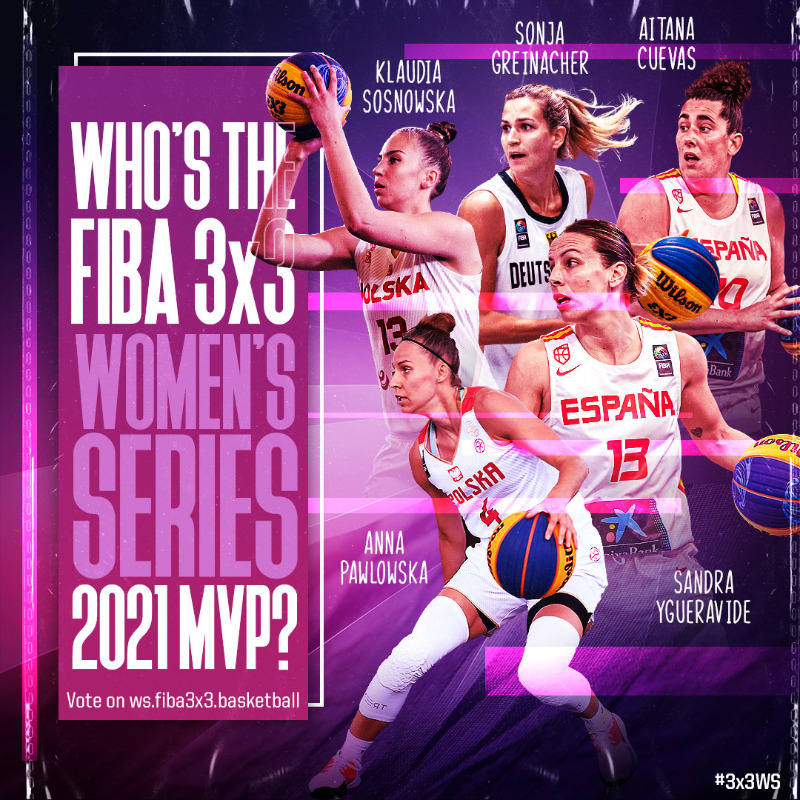 FIBA3x3's tweet photo. Who do you think was the MVP of the 3x3 Women's Series 2021? #3x3WS

🇪🇸 @sygueravide13
🇵🇱 Klaudia Sosnowska 
🇩🇪 Sonja Greinacher
🇵🇱 Anna Pawlowska
🇪🇸 @aithanita

👇VOTE NOW👇