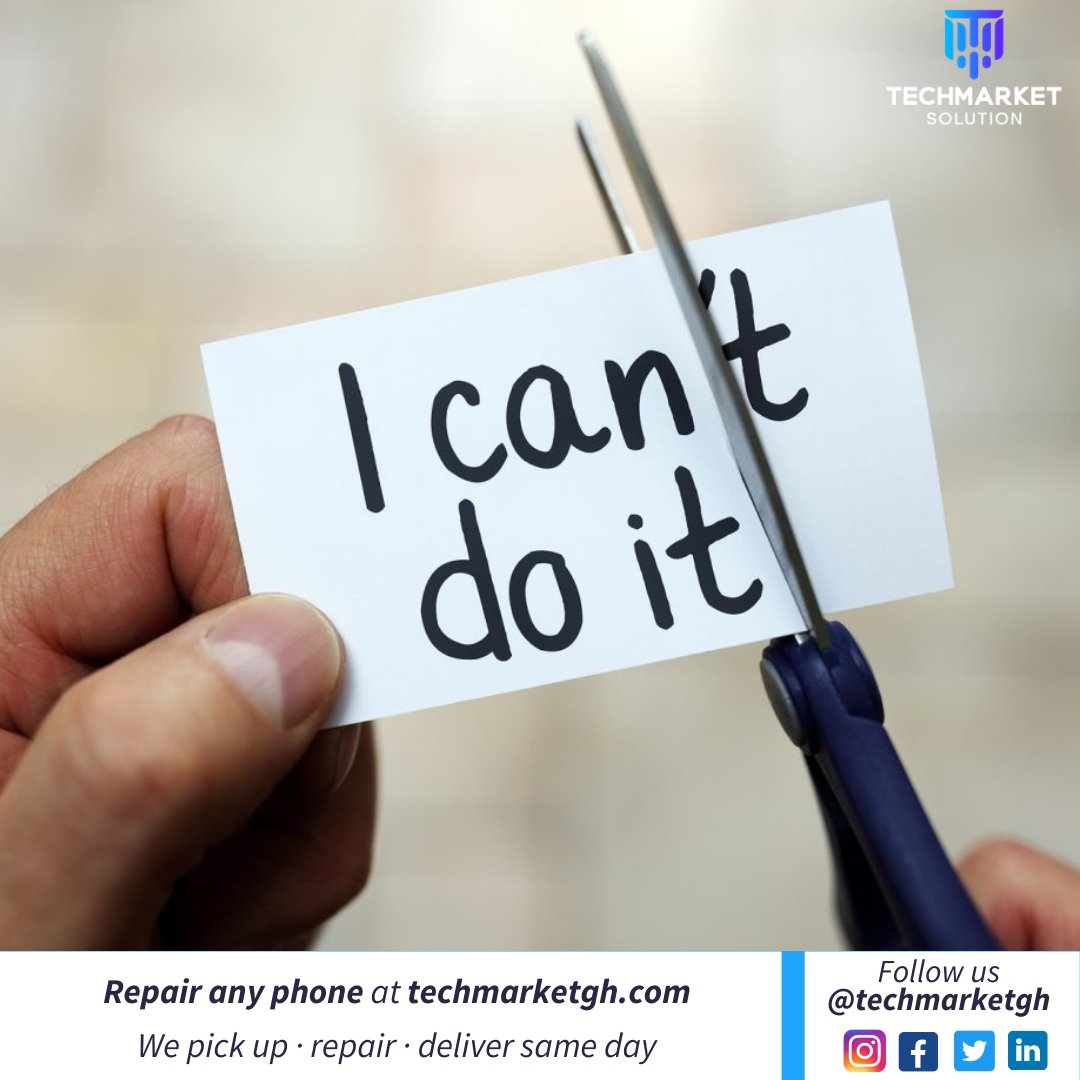 techmarketgh's tweet photo. It is another week and we at TMS want YOU to believe, that YOU can. You can start that project, YOU can meet that monthly target, YOU can overcome setbacks, Yes YOU CAN.

Also Techmarket can repair any phone, from screen damage to charging system and more. #accra #startupidea https://t.co/pf64mR2hQe