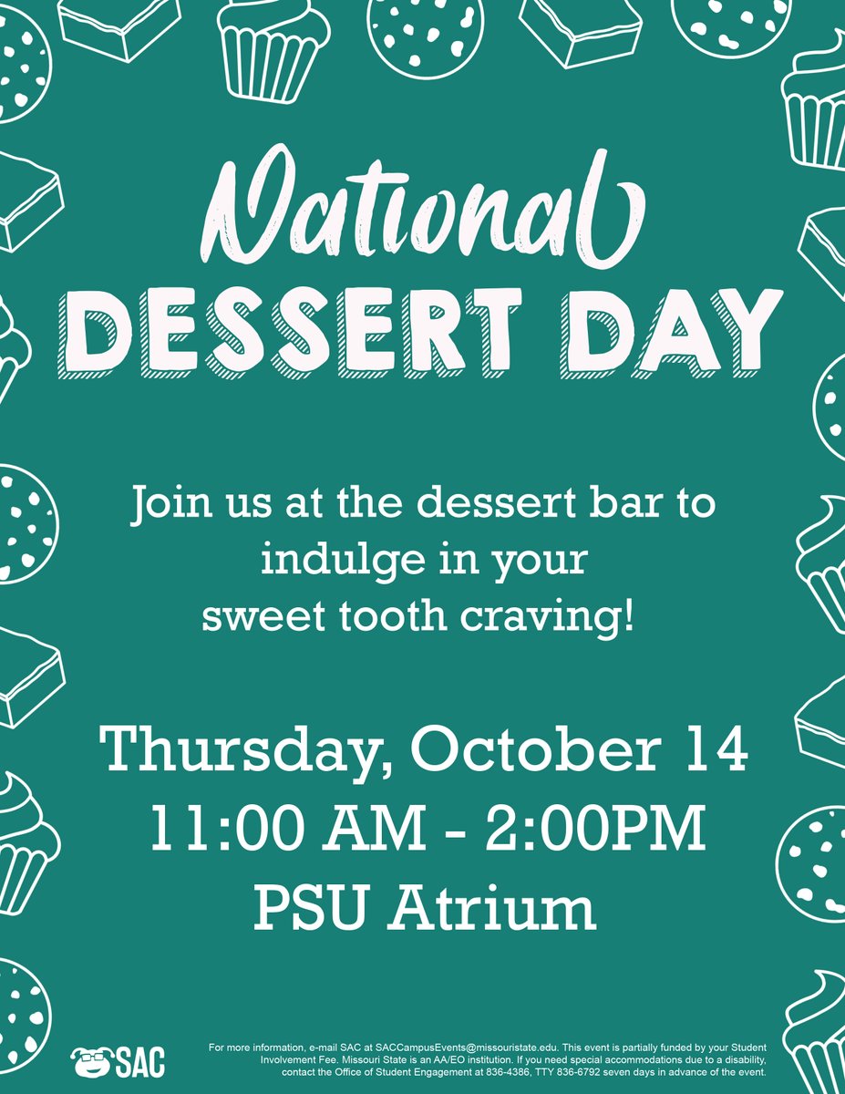 BearsFamilies's tweet photo. @MOStateSAC has you covered for things to do this week! Check out all their events including Headphone Disco, National Dessert Day (#FlatBoomer will definitely be there), High School Musical 2 & Breaking BEARRIERS, a discussion of domestic violence awareness. @myharmonyhouse https://t.co/I47YkLuczd
