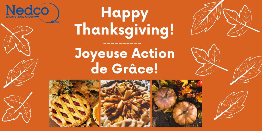 Happy Thanksgiving to you and your family from the Nedco Team!
----
L'équipe de Nedco vous souhaite une Joyeuse Action de Grâce!
#thanksgiving #fall #family #nedco #nedcocanada #actiondegrace