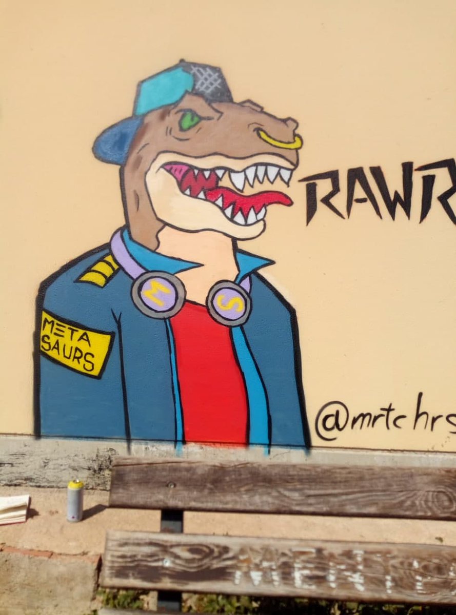 mrtchrs's tweet photo. @metasaurs This is my Street Art Submission for Metasaurs! Go check them out at https://t.co/ASLNVUc2BI! 

No photoshop, no picture from some random website. Original street art made by myself. Happy to have done something for such a great project!

#FreeMetasaurs #MetasaursNFT https://t.co/eq5aUhakbk