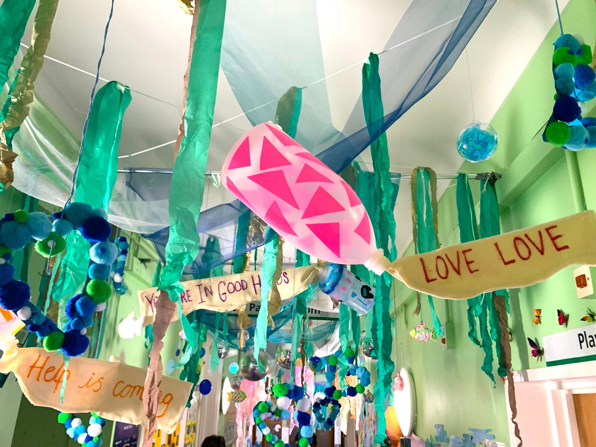 🐳 As promised, we are delighted to share a few more photos from our Apollo 'Sea of Love' residency created by the children at @WhippsCrossHosp ❤️ It's been an amazing process seeing the artwork transform the space into a deep sea wonderland 🐡 🐠 🐙 @BBCCiN @wfcouncil