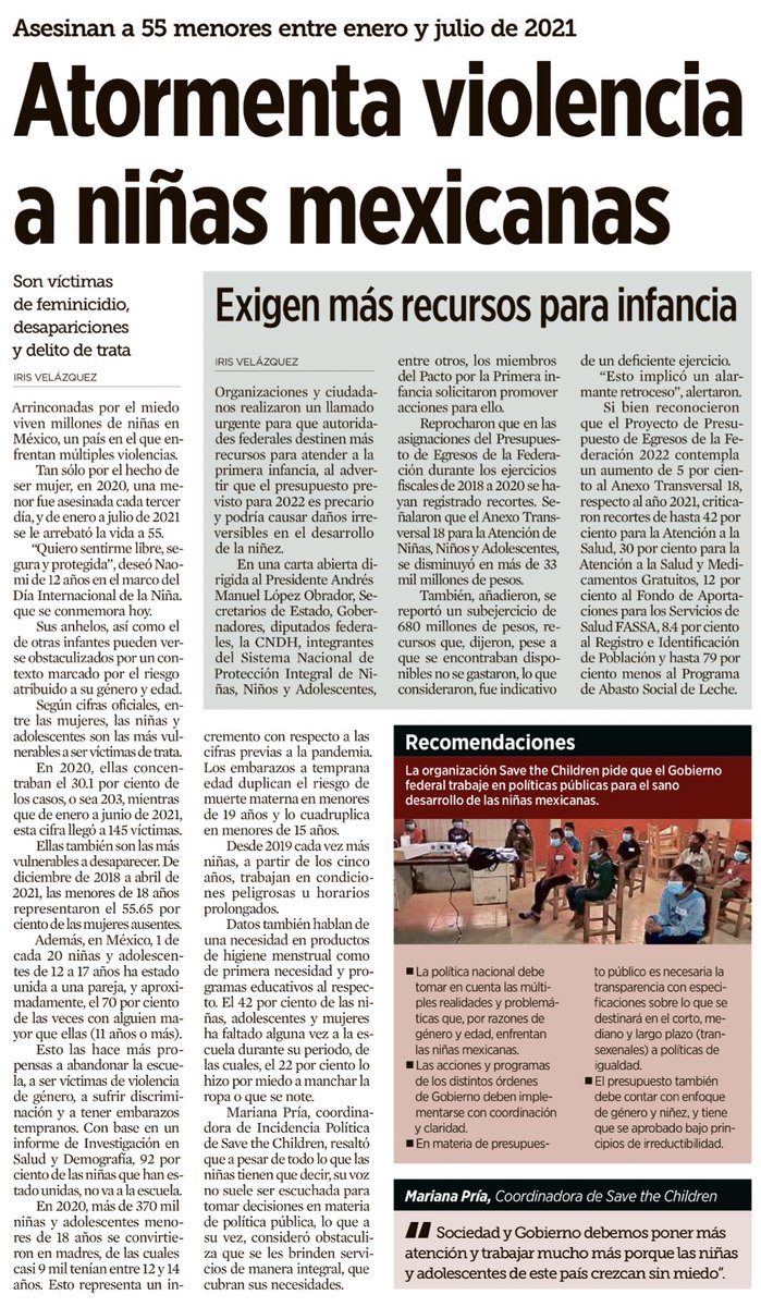 jrisco's tweet photo. Ser niña en México, una tragedia.

[vía @Reforma] https://t.co/j0YtxvQA5T