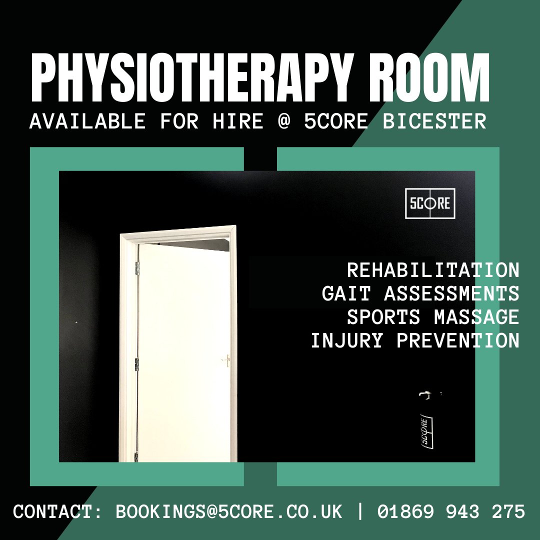 5coreteam's tweet image. Calling all #physios in #Bicester area... our #physiotherapy room is available for hire! 📣💪 Our busy leisure facilities plays host to training for #football squads, #sports teams and PTs. Seek out customers and market your #sportsphysio services with us! #TEAM5CORE