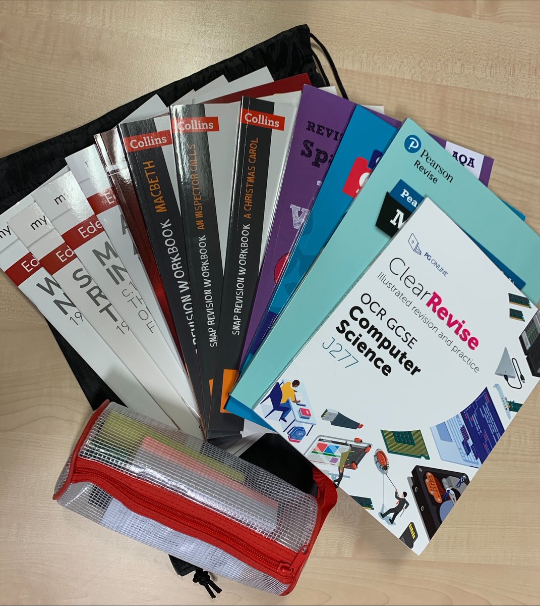 AcademyLowry's tweet photo. Year 11 Revision Packs are available to purchase for £5 (via your Parent Pay account). Included in the pack: bag, revision guides for all subjects your child in Year 11 studies and a pencil case full of goodies to help your child revise. An absolute bargain! #revisionpack #GCSE https://t.co/kZsn3jySIl