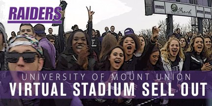 📢 Let's get loud, Raider nation! 📢 Support your favorite team by helping us virtually sell out Mount Union Stadium’s 6,000 seats this week. Every $10 counts as one ticket sold, and your contribution directly supports our student-athletes. mountgives.mountunion.edu #GoMountGo
