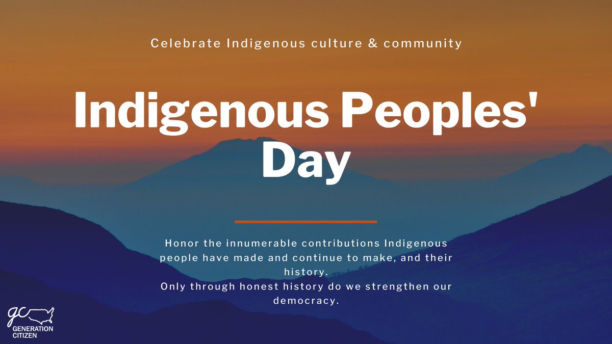 Happy #IndigenousPeoplesDay! Join us in honoring the many contributions Indigenous people have made and continue to make to our world, and their history. Only through honest history do we strengthen our democracy.

generationcitizen.org/celebrating-in…