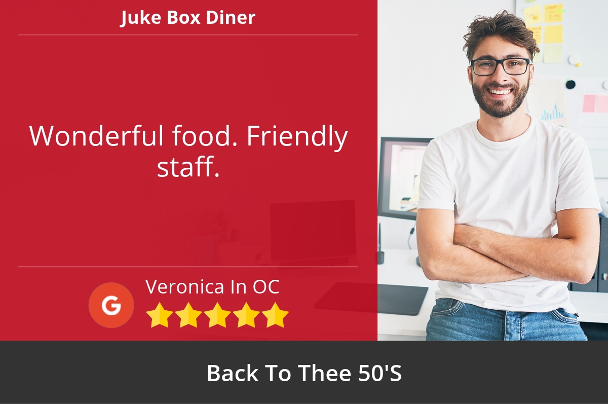 JukeBoxDiner's tweet photo. 4 Star: Veronica I. "Wonderful food.  Friendly staff." https://t.co/UyDhQ4oaJf https://t.co/rTvAlhl79X