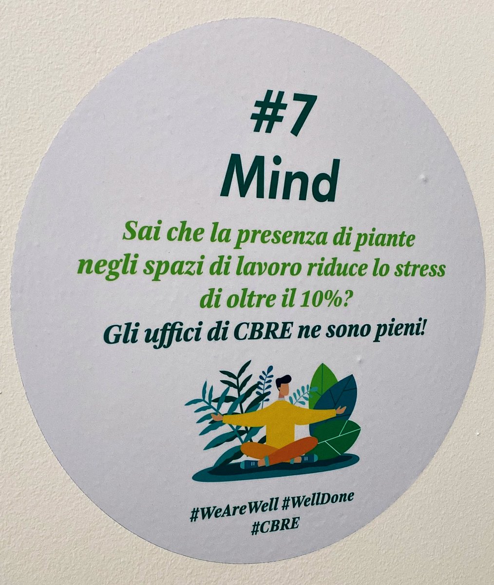 La #biophilia in ambienti indoor riduce lo stress di oltre il 10% #WeAreWell #WellDone #CBRE <a href="/CBRE/">CBRE</a>