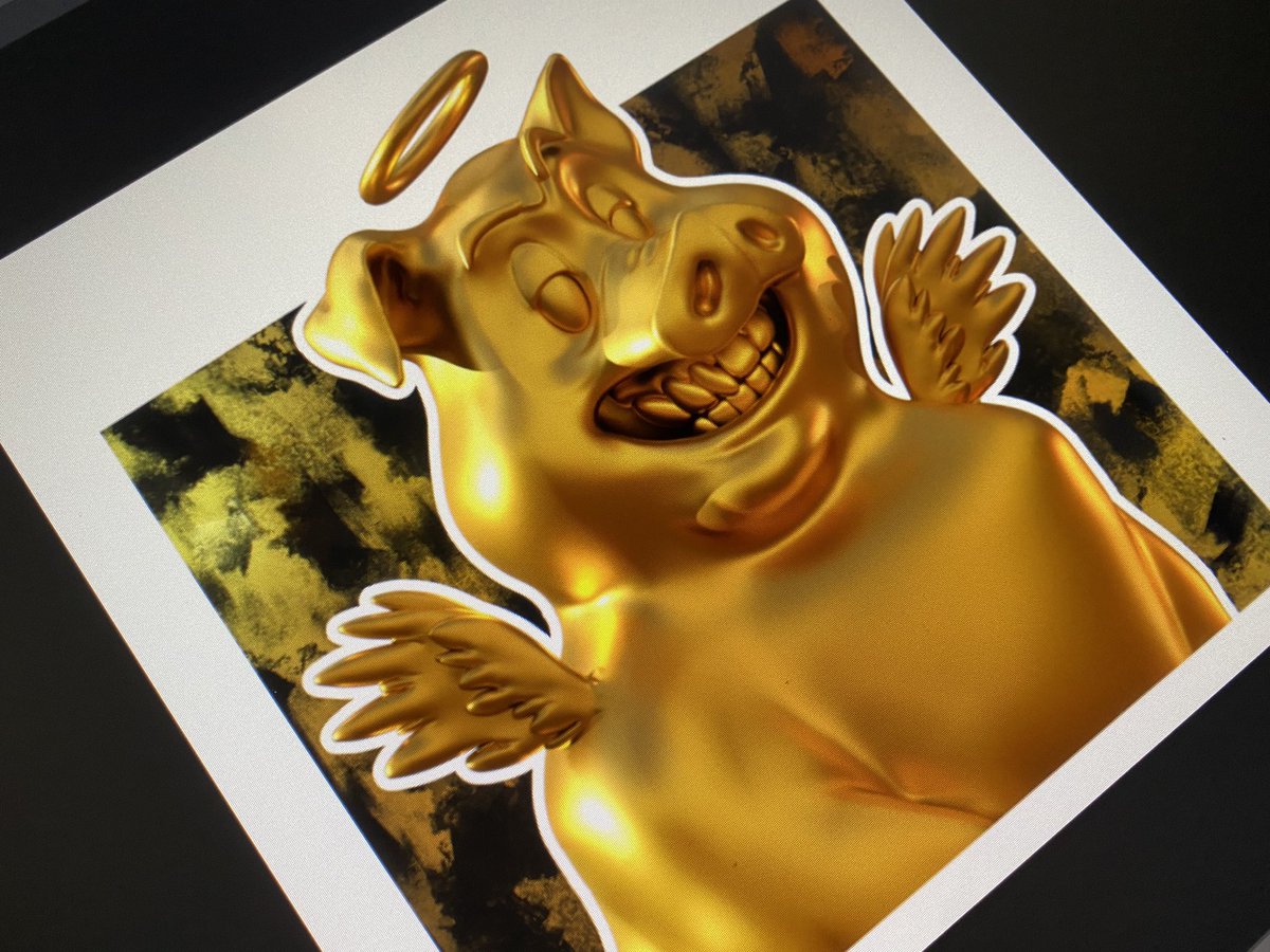 7 hours to go for this unique shiny piece on <a href="/opensea/">OpenSea</a> 

opensea.io/assets/0x495f9…

#proudpiggos #NFTCommunity #NFTcollectible #NFTartist