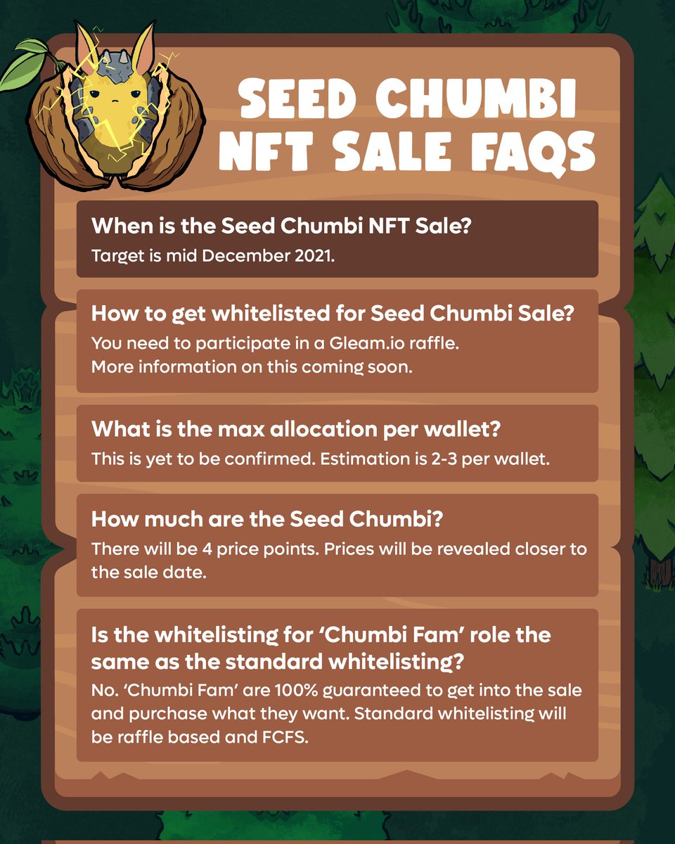 chu_mb1's tweet photo. Chumbi Valley might be a brand new project, but we already have some really exciting events to look forward to!

👀 Take a look at our mini roadmap for some upcoming Chumbi Valley events.

We have also included some FAQs for the Seed Chumbi NFT Sale.

#nftgame #blockchaingame https://t.co/MeevUkWhWK