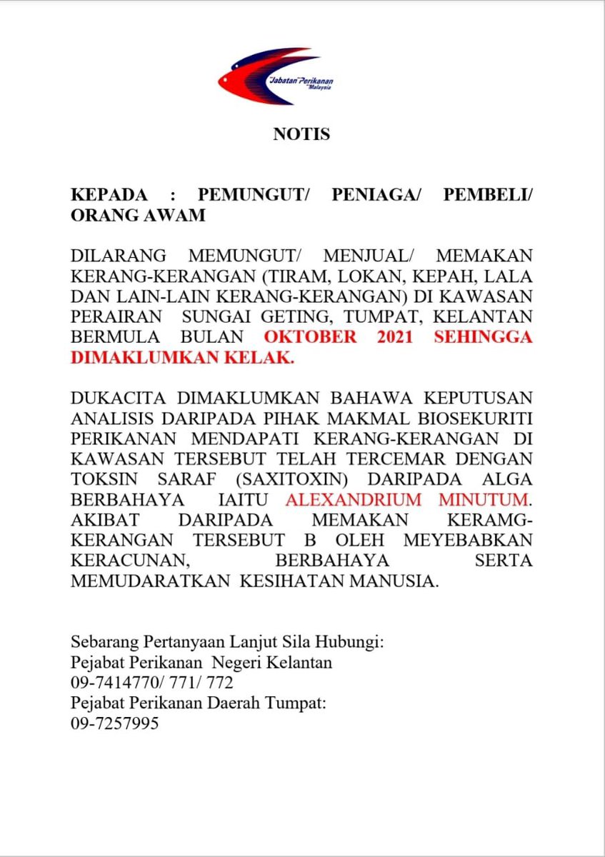 The_UglyOrgan's tweet photo. Yo yo siapa yang balik Kelantan jangan makan shellfish dari Sungai Geting, Tumpat. Ada toksin saraf. https://t.co/QU0QYesGfF