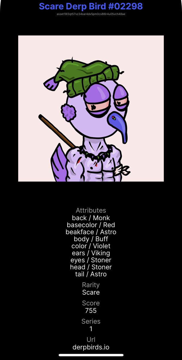 buzzookaNFT's tweet photo. Alright @DerpBirdsNFT - I’m in. How’d I do? I plan on picking up at least 4 more. https://t.co/HtDSaVEI0U