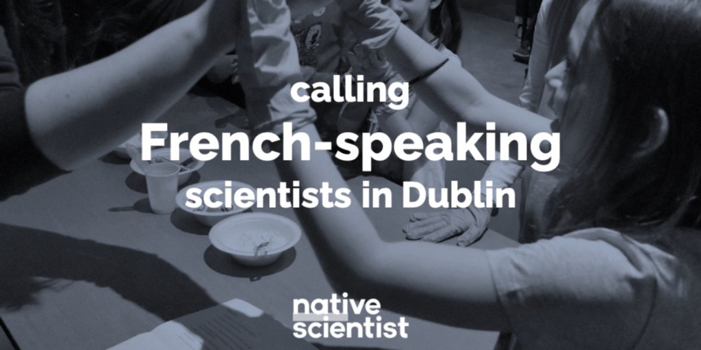 NativeScientis1's tweet photo. Calling #French-speaking #scientists in #Dublin. The next online workshops are on the:
11th of November 9:00 am: https://t.co/8UxXzuYDAU
11th of November 10:30 am: https://t.co/rs9hiC2U2E
#scicomm #bilingual  #education #volunteer #nonprofit #science #STEM #language https://t.co/MAN8BhJ7I9