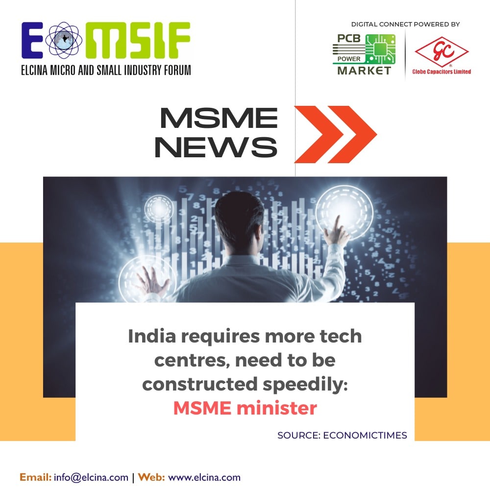 ELCINA_INDIA's tweet photo. Micro, Small, and Medium Enterprises Minister Narayan Rane said that for a population of 135 crores, the nation needs more technology centers which need to be speedily constructed.

Read more by clicking on below link.Link: https://t.co/qtDRITiuJb

#ELCINA #ELCINAObjectives https://t.co/S32PCTjOuv