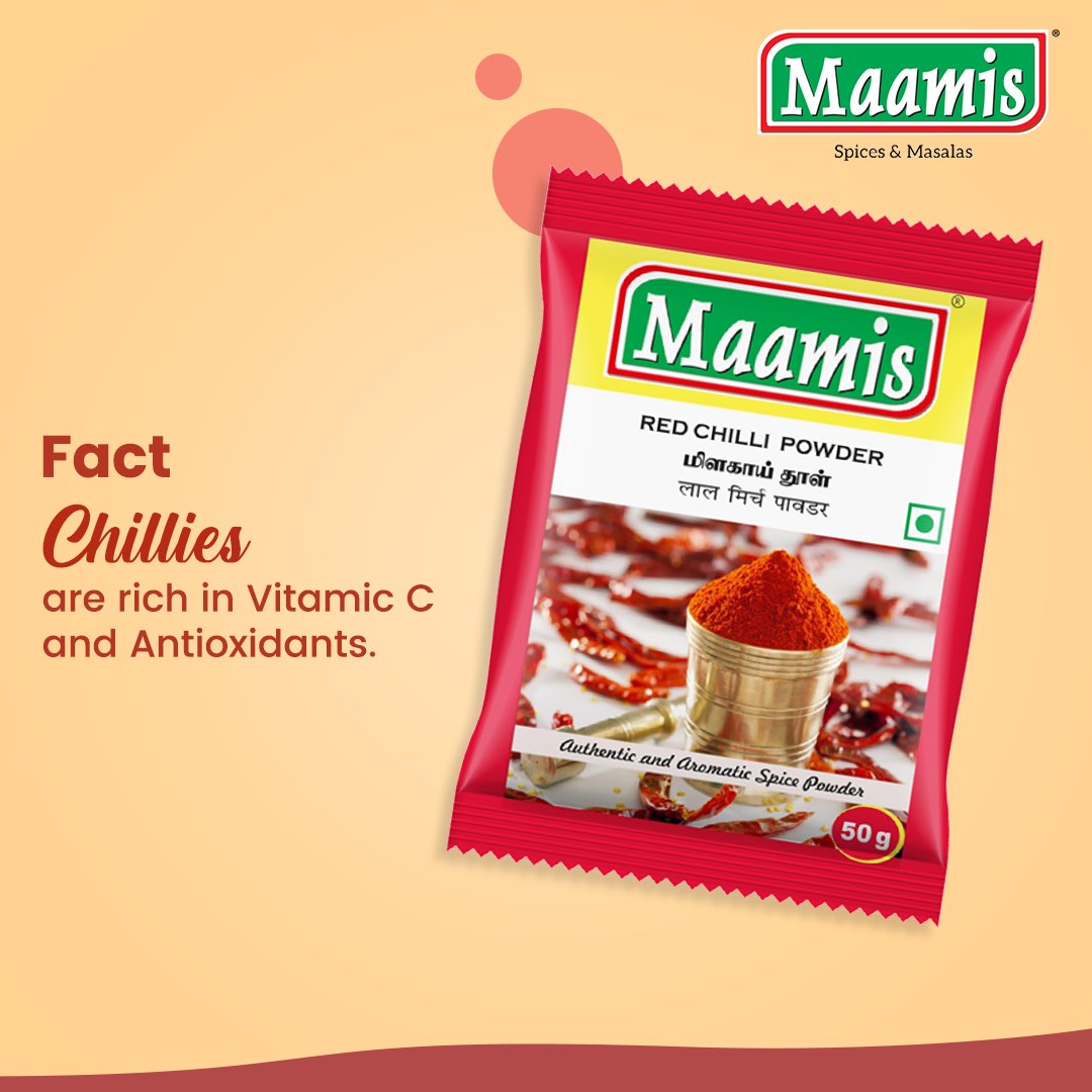 Chilies contain more Vitamin C than citrus fruits. They're also loaded with antioxidants that help boost our body's immunity. Follow Maamis. For more information visit - maamis.com

#MaamisMythBusters
#Facts #Chillies #ChilliPowder #southtaste