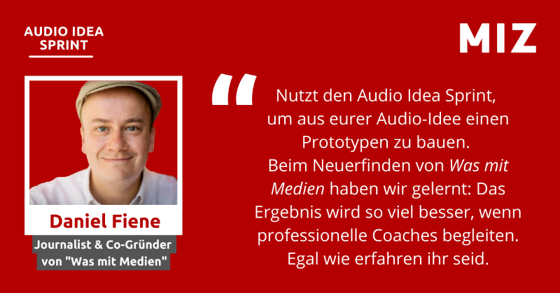 MIZBabelsberg's tweet photo. Beim #AudioIdeaSprint coachen wir euch nicht nur von der Idee zum Prototyp, wir vernetzen euch auch mit der Branche – zum Beispiel mit @fiene von @wasmitmedien. Noch bis diesen Freitag können sich Nachwuchskräfte aus Berlin mit ihrer innovativen Audio-Idee bewerben!