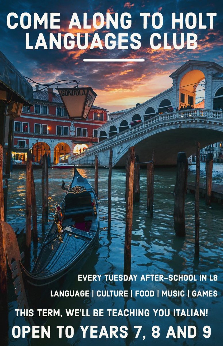 HoltMfl's tweet photo. We are looking forward to seeing you all tomorrow! #languagesclub #ks3 #learnitalian https://t.co/7S3QR5q3Cl