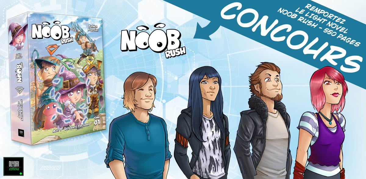 Concours RT + FOLLOW <a href="/Olydri_Fournier/">Fantöm - Fabien Fournier</a> et <a href="/Olydri_Noob/">Noob - Olydriverse</a> pour remporter l'un des light novels NOOB RUSH. 👀

Il fait 550 pages et sa sortie officielle est prévue pour fin novembre ici : pgm-stuff.com/accueil/523-li… (prévente en cours).