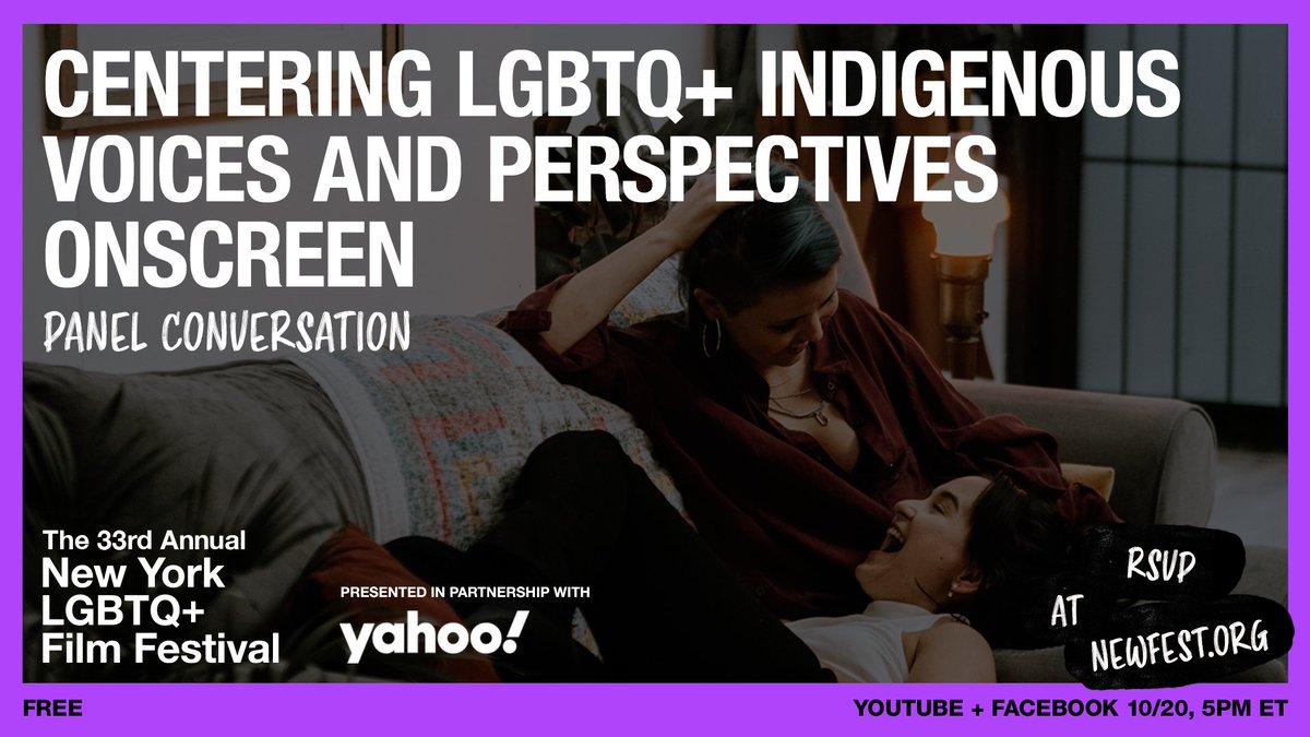 #NewFest2021 panel Centering LGBTQ+ Indigenous Voices and Perspectives Onscreen celebrates Indigenous, Two-Spirit &amp; First Nation visibility in film + TV ❤️

Ft. <a href="/MissMGalloway/">Mary Galloway</a> + @leZbusrider, moderated by <a href="/la_story/">Laura Clark</a>!

FREE RSVP: newfest.org/centering-lgbt…