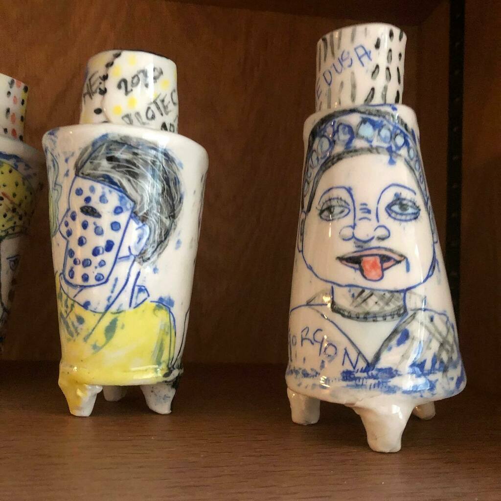 AltschulerGail's tweet photo. Masks from different cultures is providing an interesting theme to explore on these porcelain vessels. #keramikkunst #keramikbemalen #keramika #kleikunst #clayartwork #clayartist #ceramicstudio #efoa #justbloodypostit #thepotterscast #breadcrumbschallenge #art2life #londonpo… https://t.co/2mxoYljlvM