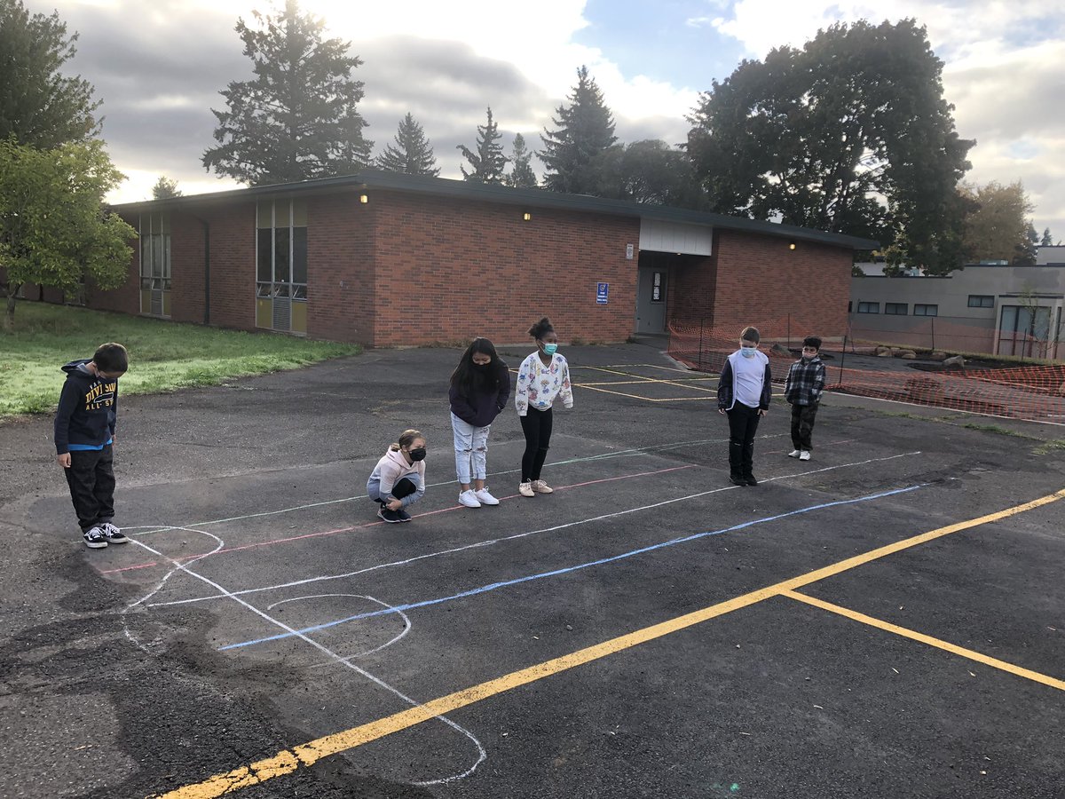 3rd and 4th grade are learning about the staff today! We played a note naming game outside.
