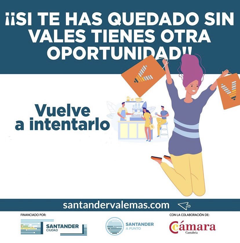 comerciosantan1's tweet photo. ¿No pudiste acceder a la descarga de los vales? No te preocupes, mañana día 12 a partir de las 12 del mediodía podrás volver a intentarlo #santandervalemas #comerciosantander #santander https://t.co/q75ojKKaQy