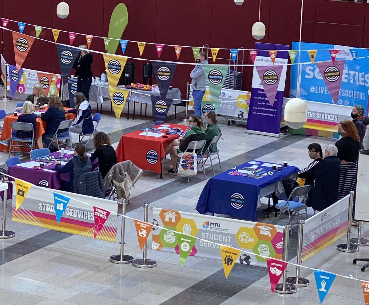 SVCCork's tweet photo. Birds eye view of #ConsentTea @MTU_ie @MTU_CorkSU today…. Live meeting students in person again…. https://t.co/uv8MiKwGiL