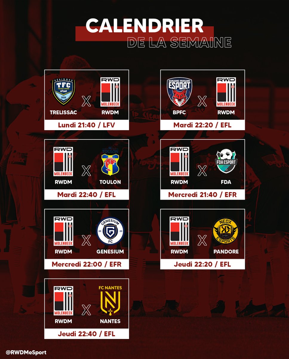 Calendrier de la semaine.