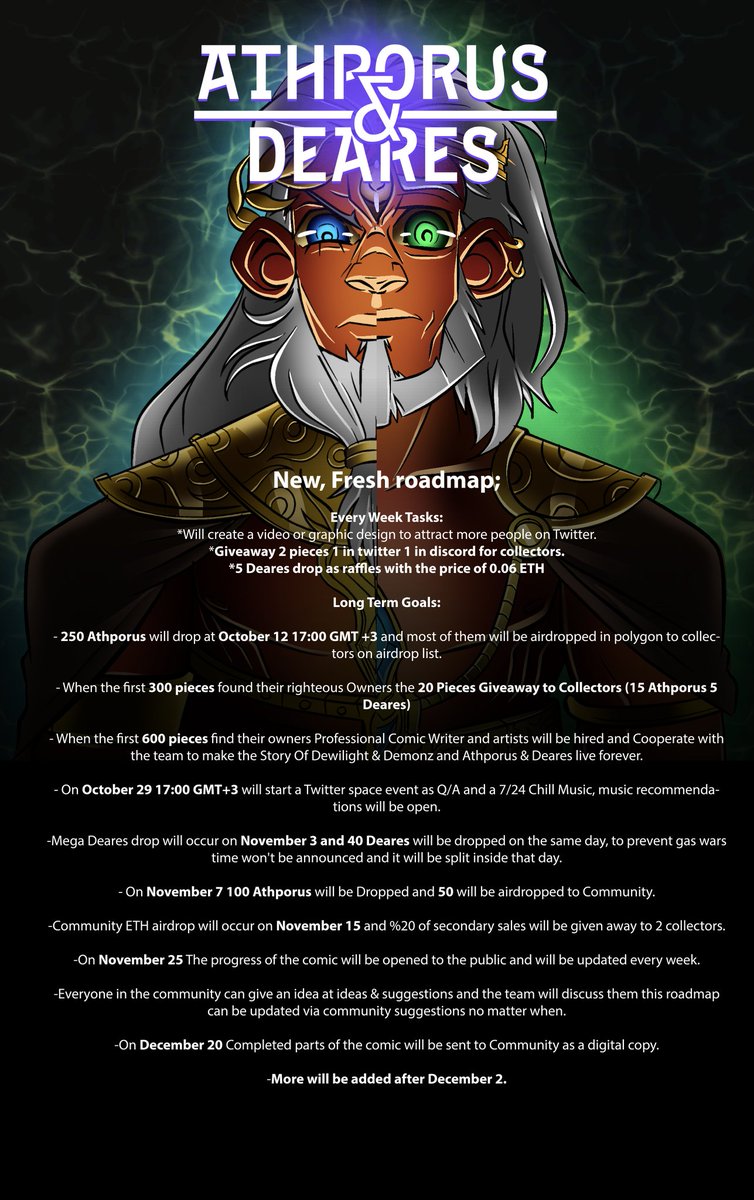 AthporusDeares's tweet image. Our mystical utopia is coming! 😍🎉
Our story &amp;amp; roadmap is already here step by step.🚀✨

📢 discord.gg/RP4w5Z57rC

#NFT #nftcollecter #NFTLAUNCH #NFTBOOKS #NFTdrop #mystic #NFTMarketplace #NFTproject #blockchainart