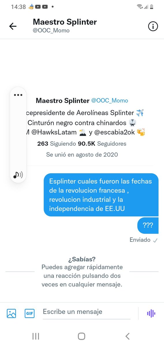 Esplinters, ayuda necesito que el maestro esplinter lo vea si no reprueba sociales