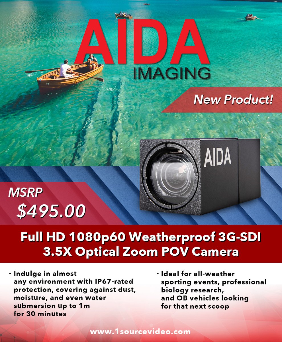 1sourcevideo's tweet photo. Check out @AIDAimaging's NEW 3G-SDI POV Camera!
#AIDAImaging #1SourceVideo #povcameras #POV #lenses #3GSDI #SDI #cameras #camerasetup #broadcast #broadcasting #broadcastsetup #waterproof #filming #filmmaking #filmmaker #RedefiningDistribution https://t.co/EZXlhJ57Ok
