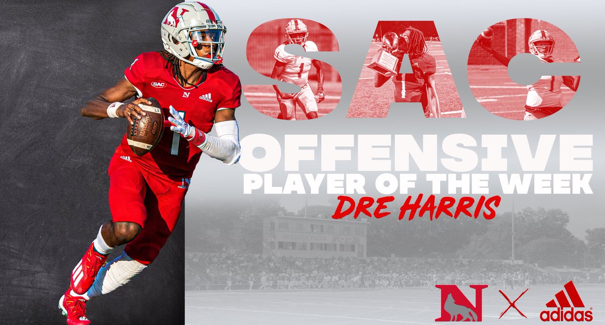 Newberry College Football (@newberry_fb) on Twitter photo Congrats to <a href="/DrequanH/">Dre Harris</a> on being named the SAC offensive player of the week! #getNorgetout #WeAreOne Congrats to <a href="/DrequanH/">Dre Harris</a> on being named the SAC offensive player of the week! #getNorgetout #WeAreOne