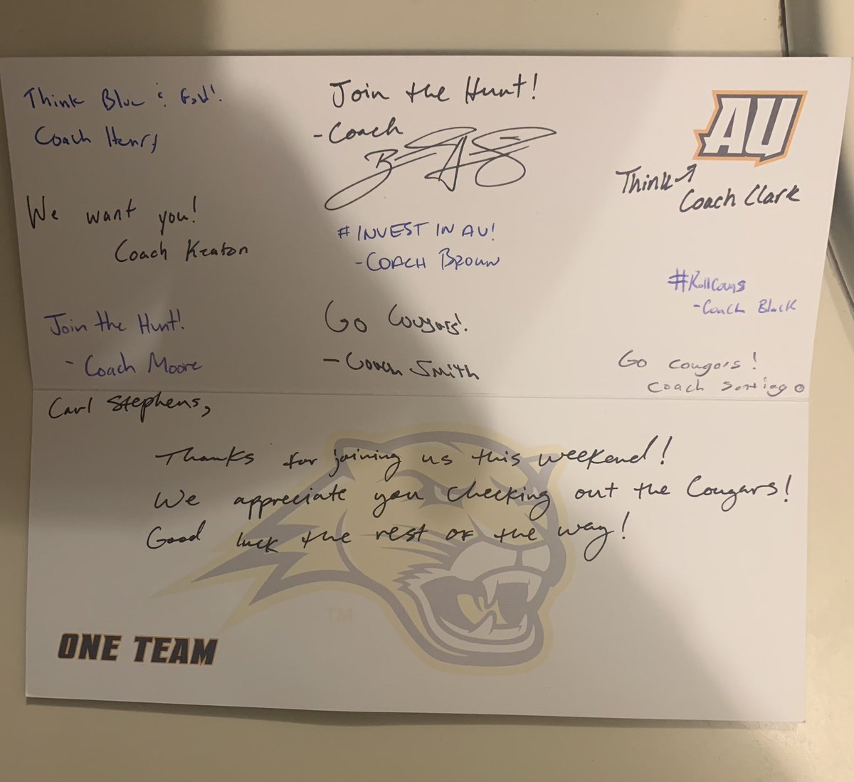 S/o to <a href="/AverettFootball/">Averett Football</a> letting me on the visit, I am very thankful for the welcoming card <a href="/coachphenry/">Coach-Patrick Henry</a> <a href="/CoachJSmith91/">Jackson Smith</a> <a href="/CoachBHailey/">Brandon Hailey</a> <a href="/CoachKB_7/">Kirkland Brown</a> <a href="/20Hammer15/">Brent Hammer</a> @Coach_Pender <a href="/VCHSVipersFB/">Vance County Vipers Football</a>