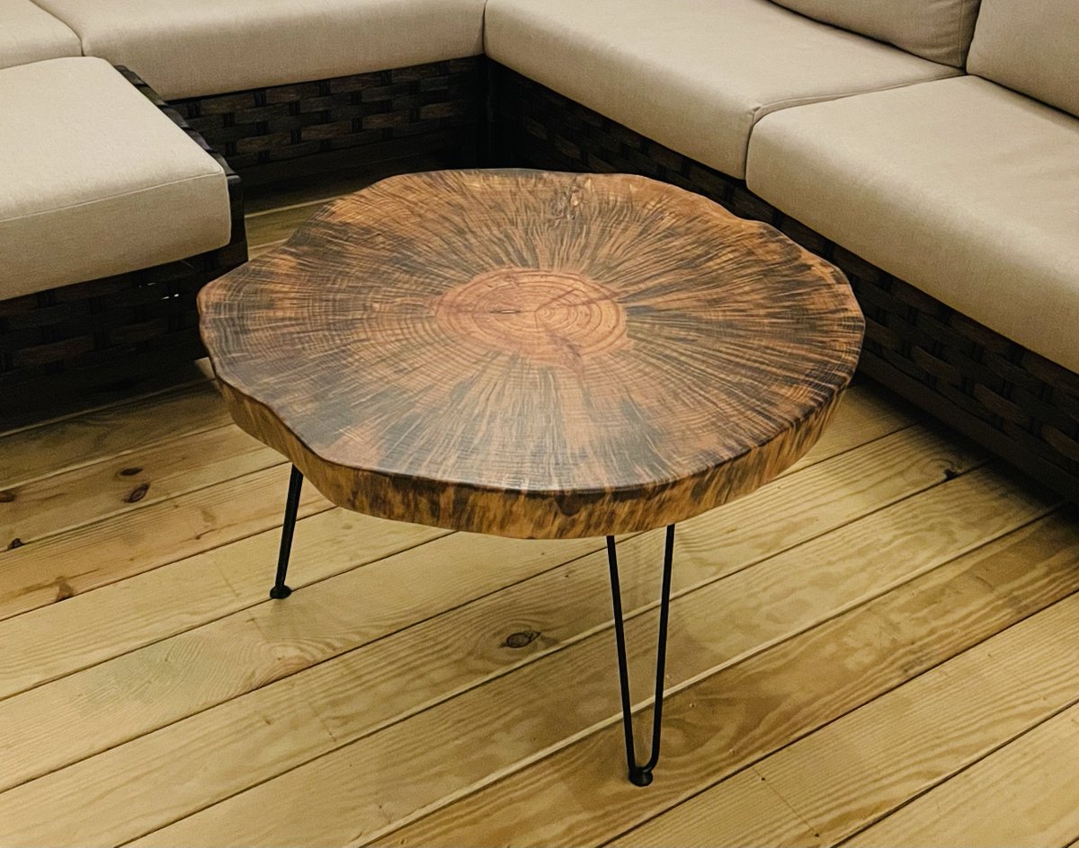 OakCity_Customs's tweet photo. Locally sawn pine cookie coffee table! We epoxy soaked this piece with black dye to create the dramatic coloring and harden the wood. Really turned out great!
#cookietable
#shoplocalraleigh
#coffeetable
#handmadefurniture
#locallumber
#furnituremaker https://t.co/9yOU5jd9RW