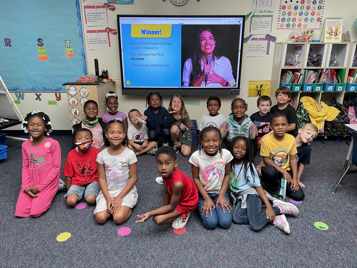 MsPatterson14's tweet photo. Last week we learned about @AOC. Thanks @epic4kids for providing a great resource to allow our students to learn about people who share their identities. 
@MalvernES #Soaring2NewHeights #MyMISD #HHM #RepresentationMatters https://t.co/k2X00hZYHV