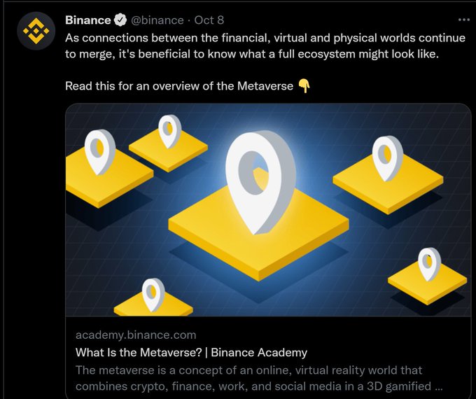 99.9% sure $Blok is getting listed on @binance   Right after $blok launches, binance post about Metaverse<a class="tags" target="_blank" title="On Twitter" href="/?out=eyJ0eXAiOiJKV1QiLCJhbGciOiJIUzUxMiJ9.eyJpYXQiOjE3MjE2OTY5MTIsImlzcyI6InR3cG9ybnN0YXJzLmNvbSIsIm5iZiI6MTcyMTY5NjkxMiwiZXhwIjoxNzUzMjMyOTEyLCJyZWRpcmVjdF91cmwiOiJodHRwczovL3R3aXR0ZXIuY29tL2JpbmFuY2UifQ.D30vReVshBHkofwZ-kBNpz2Iwd72VqdXndMbM-wJBwzGbYO3oemGHZt6YrUhbrOatWAF2cQnSGamw1H0LBNnNg">@binance</a><a href="/tag/metaverse"class="tags"><span>#metaverse</span></a>