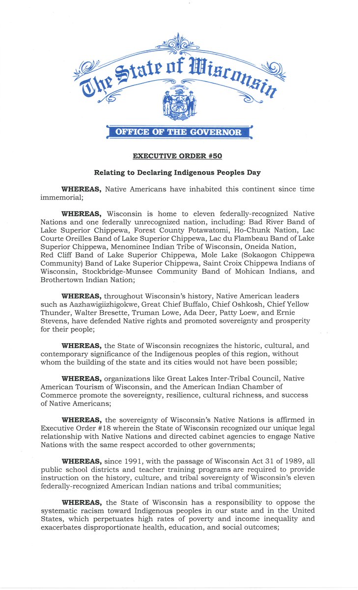 GovEvers's tweet photo. In 2019, I was proud to officially designate #IndigenousPeoplesDay across our state for the first time. Today, we celebrate and honor Indigenous peoples and their history, culture, and resilience. https://t.co/r3CN8wxnKZ