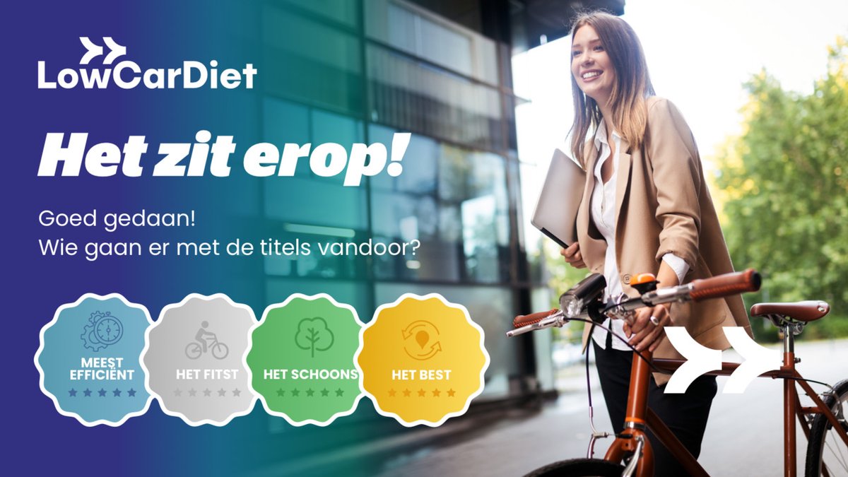 🚗 Het Low Car Diet zit erop! Er is weer hard gestreden om zo duurzaam mogelijk te reizen. 

 🏆 14 oktober maken we bekend wie de prijswinnaars zijn van het Low Car Diet 2021. 

👉 Ben jij benieuwd wat er te winnen valt? Bekijk dan hier de prijzen!
community.lowcardiet.nl/dit-zijn-de-pr…