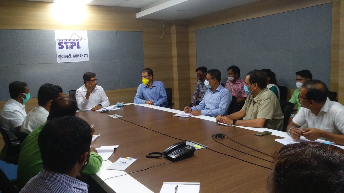 stpiguwahati's tweet photo. Director, STPI, Guwahati, Shri @manas_r_panda taking the review meeting today of all STPI centres in Northeast at Guwahati and having detailed discussions on various issues &amp; initiatives of #STPIINDIA such as #CoEs, #Incubation #Infrastructure &amp; #NEBPS. @Omkar_Raii @DeveshTyagii https://t.co/fTC7uPEheu