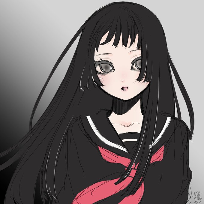 あいちゃん描いてたら前髪短くなった… 