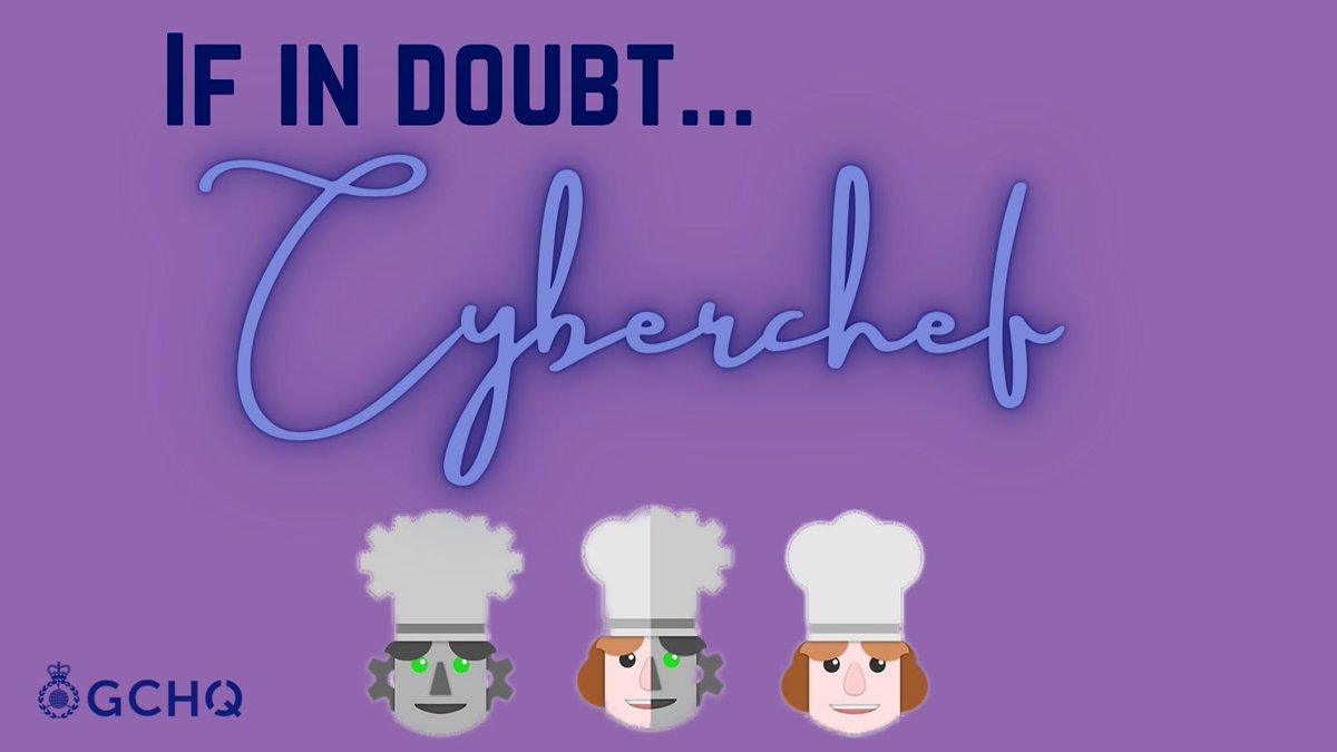 Facing a tricky coding conundrum? 🤔

Not sure where to begin?

If in doubt... pop it in CyberChef! 👩‍🍳

Our open-source tools can help you with even the most puzzling of ciphers 🧩

➡️ gchq.github.io/CyberChef/