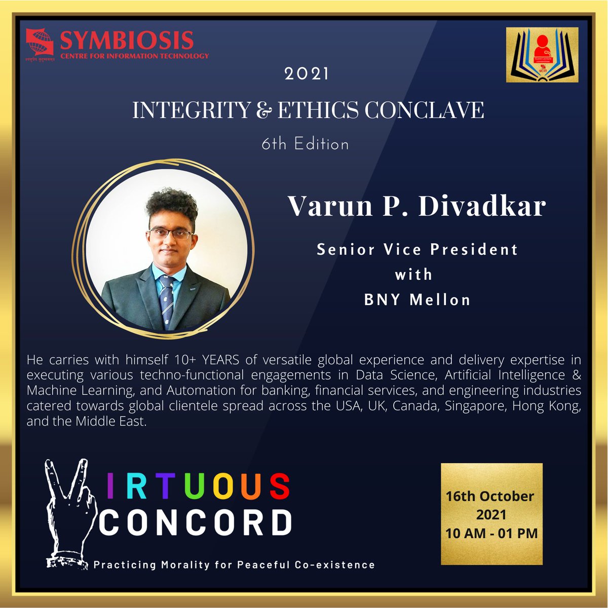 MBA_SCIT's tweet photo. We are thrilled to announce our second speaker for the conclave Mr Varun P Divadkar who will be articulating the subtheme “Responsible Automation”. Join us on 16th September to know more.
#SCIT #GuestLectureCommittee #IntegrityAndEthicsConclave #ResponsibleAutomation https://t.co/6jCRdFKjvs