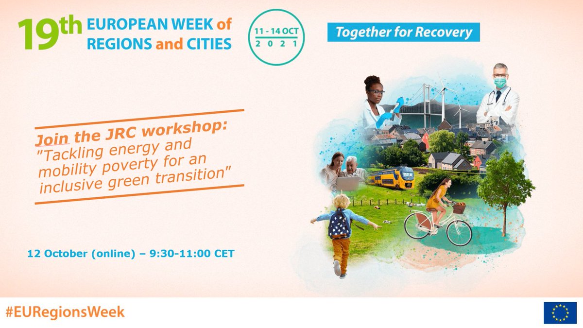 #EURegionsWeek starts today! Tomorrow we have a @EU_ScienceHub workshop on Tackling energy and mobility poverty for an inclusive green transition. Join us! eu.app.swapcard.com/event/eu-regio… #energyprices #energypoverty  #EnergyUnion  #EUGreenDeal  #Fitfor55