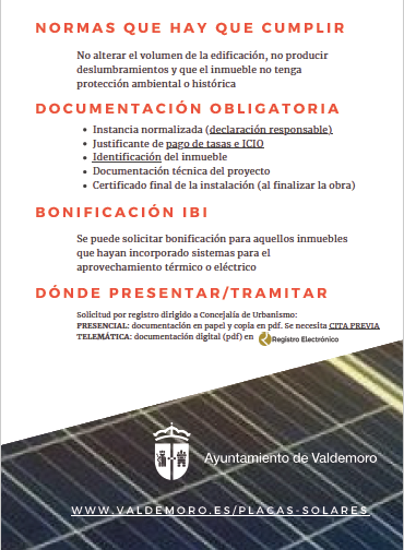 Ayto_Valdemoro's tweet photo. El Ayuntamiento simplifica los trámites para instalar placas solares en los edificios al permitir iniciar las obras para colocarlas una vez que se presenta la nueva declaración responsable en el registro municipal. 
👉https://t.co/IRlMnzr6Lw https://t.co/yJ09hXxhfo