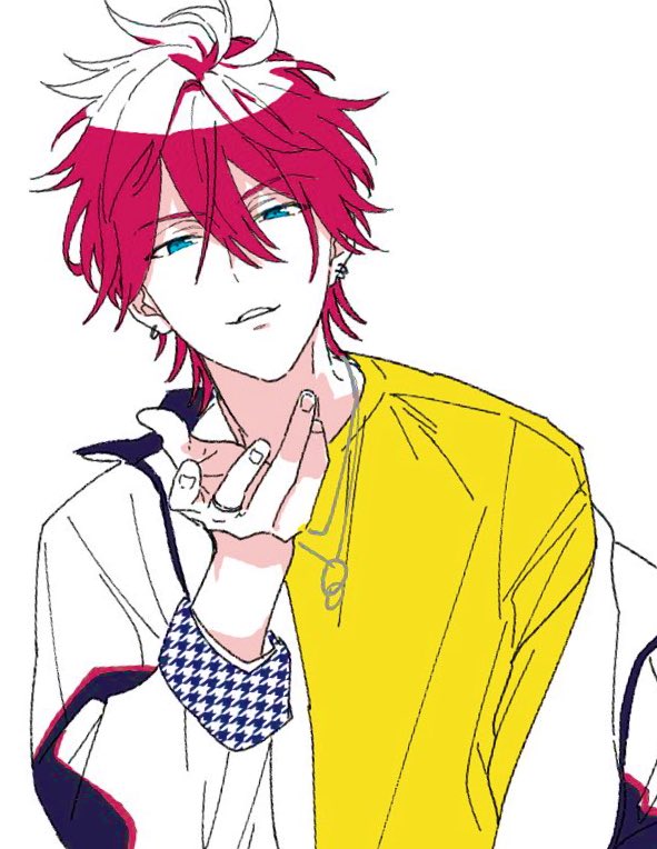 1boy male focus jewelry solo red hair blue eyes yellow shirt  illustration images