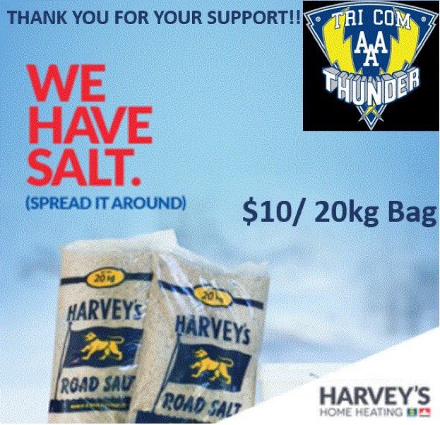 Winter is just around the corner, it’s time stock up on salt before it’s too late. And support an awesome group of kids!
Let us know if interested in purchasing a bag #ThunderFamily