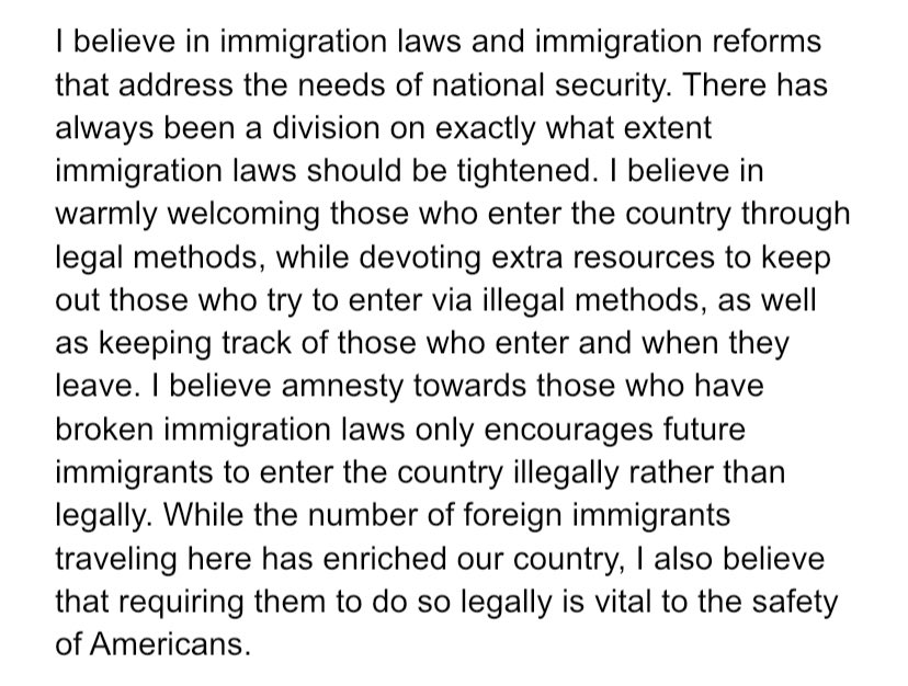 My views and policies on immigration.
