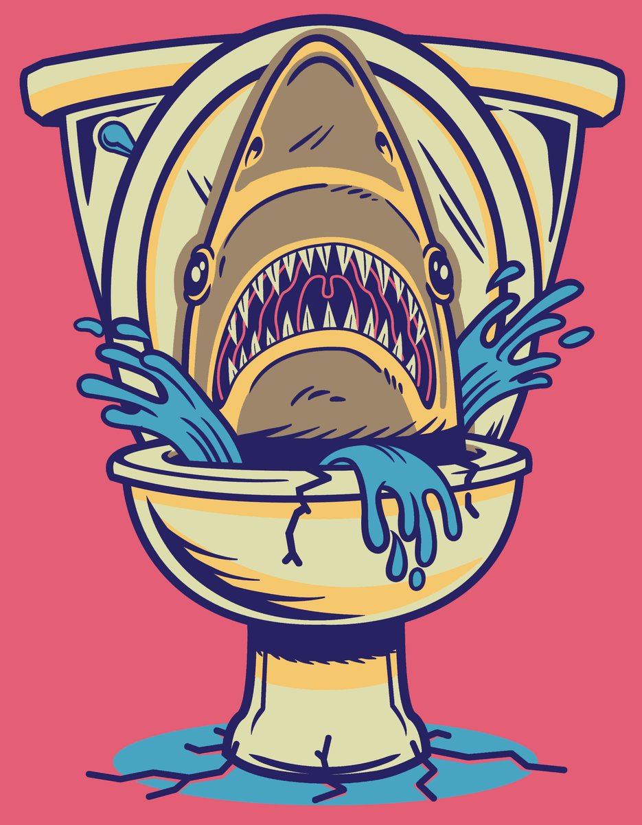 nftpou's tweet photo. Obviously we're relatively new to the #NFTs space. So, to kick start and gain a little bit of traction we're giving away $#!+ This one we call Shark Attack! Just follow, RT, and tag 2 of your friends for a chance to win! https://t.co/SoekgWaAUV