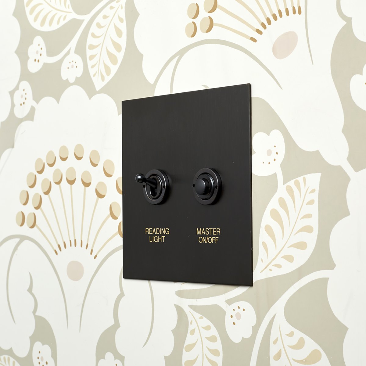 This US Lightswitch complete with Momentary Toggle and Push Button is used to control lighting and window shades. Bespoke engraving provides ease of use. More ideas here: forbesandlomax.com/usa/